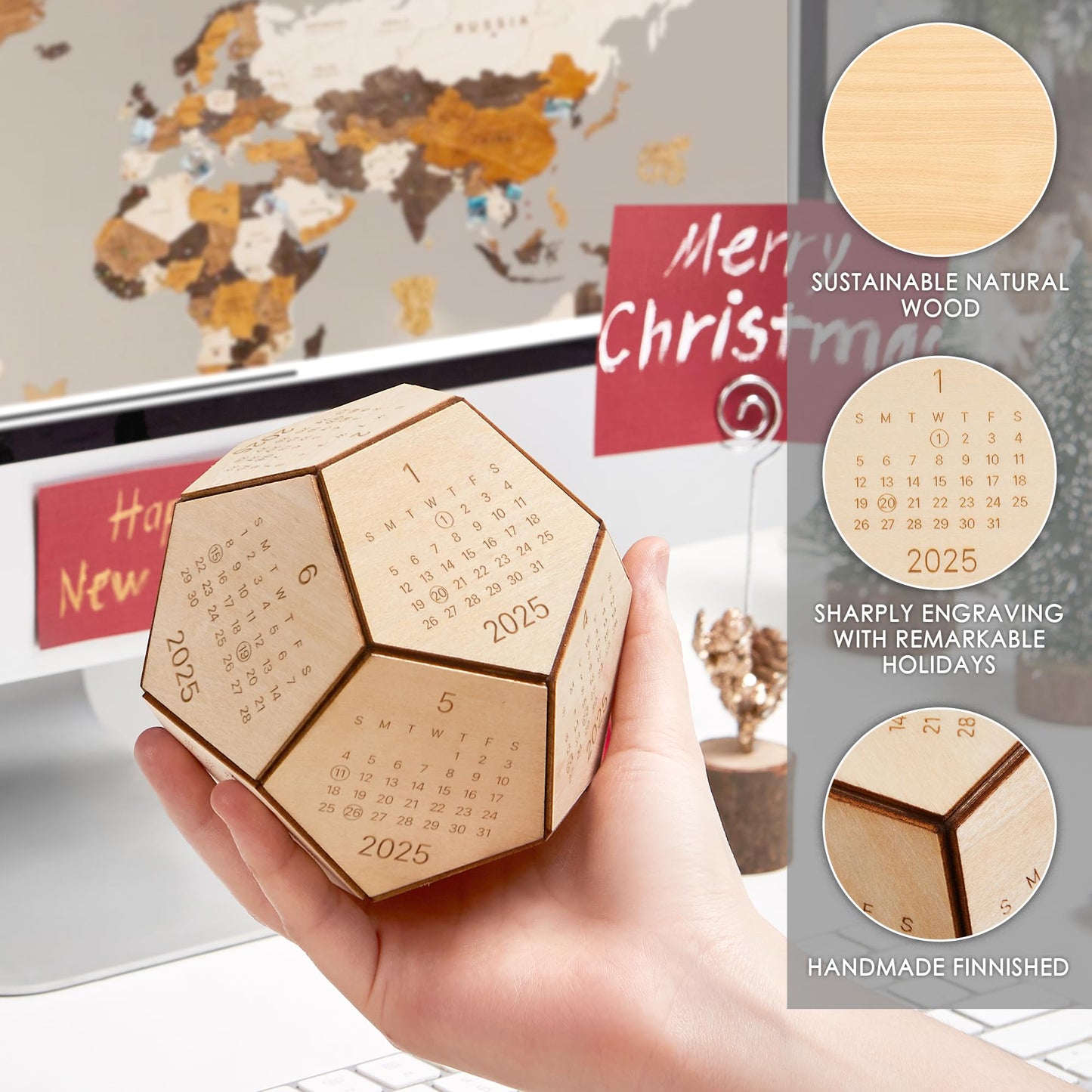 3D Calendar - Wood Dodecahedron - 3D Calendar