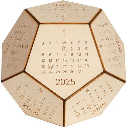 3D Calendar - Wood Dodecahedron - 3D Calendar