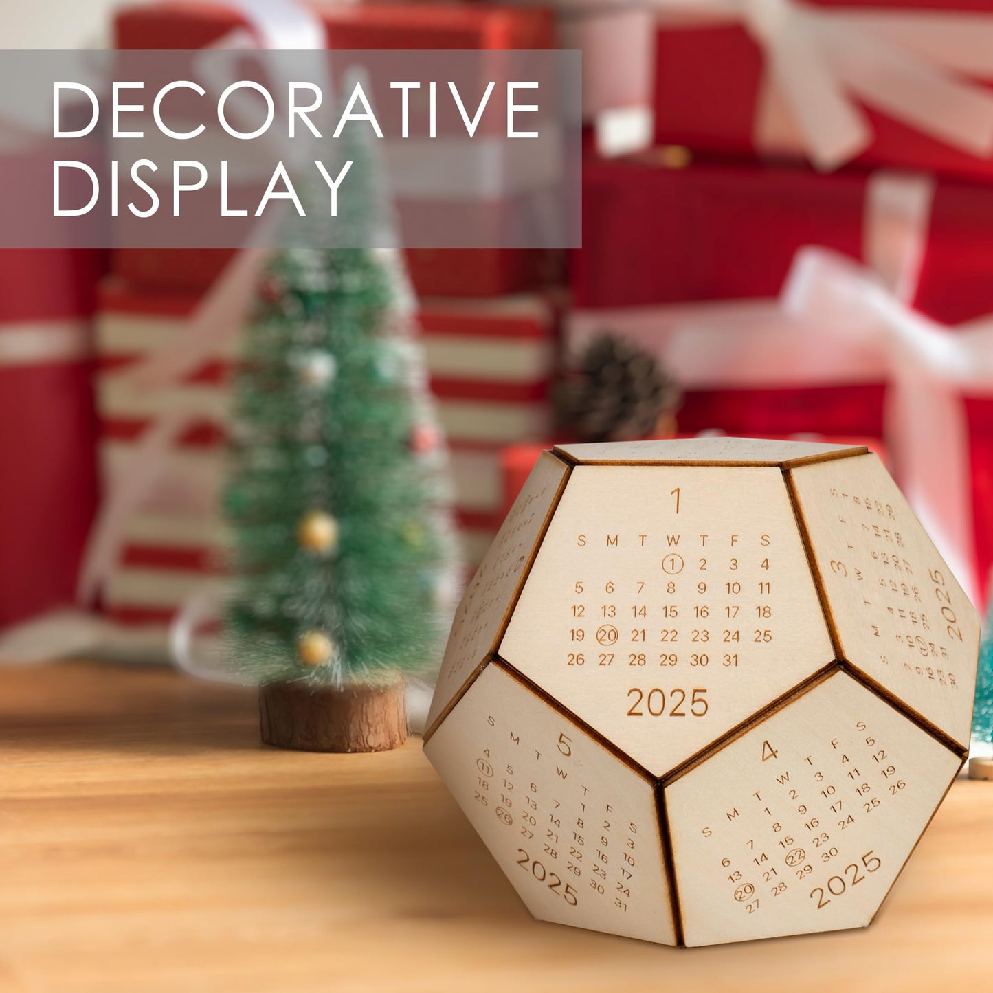 3D Calendar - Wood Dodecahedron - 3D Calendar